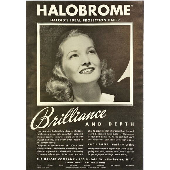 Haloid Co. "Halobrome Projection Paper: Brilliance & Depth" Vtg Print Ad 1941 - Picture 1 of 3